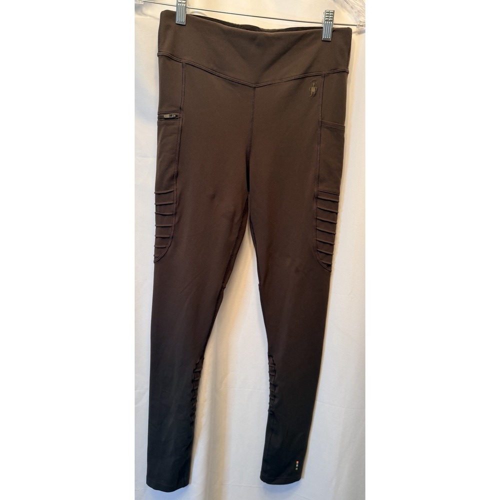 Smartwool Merino Sport Moto Tight Leggings Women's Medium Olive Green Pockets